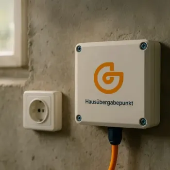 Hausübergabepunkt (HÜP) verbindet Glasfasernetz mit Hausinstallation – Startpunkt des Glasfaser-Internets.